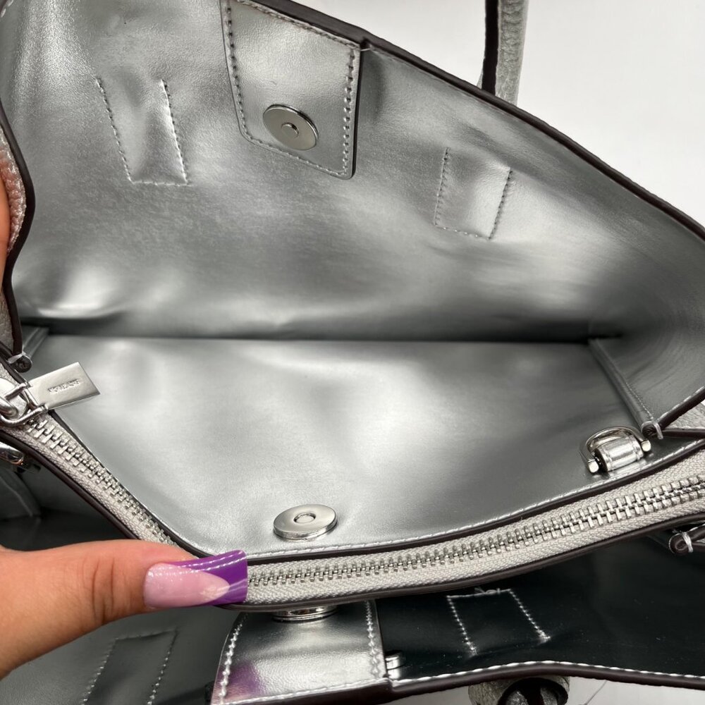 Michael Kors Silver Pebbled Leather Small Ruthie Satchel - Picture 11 of 12